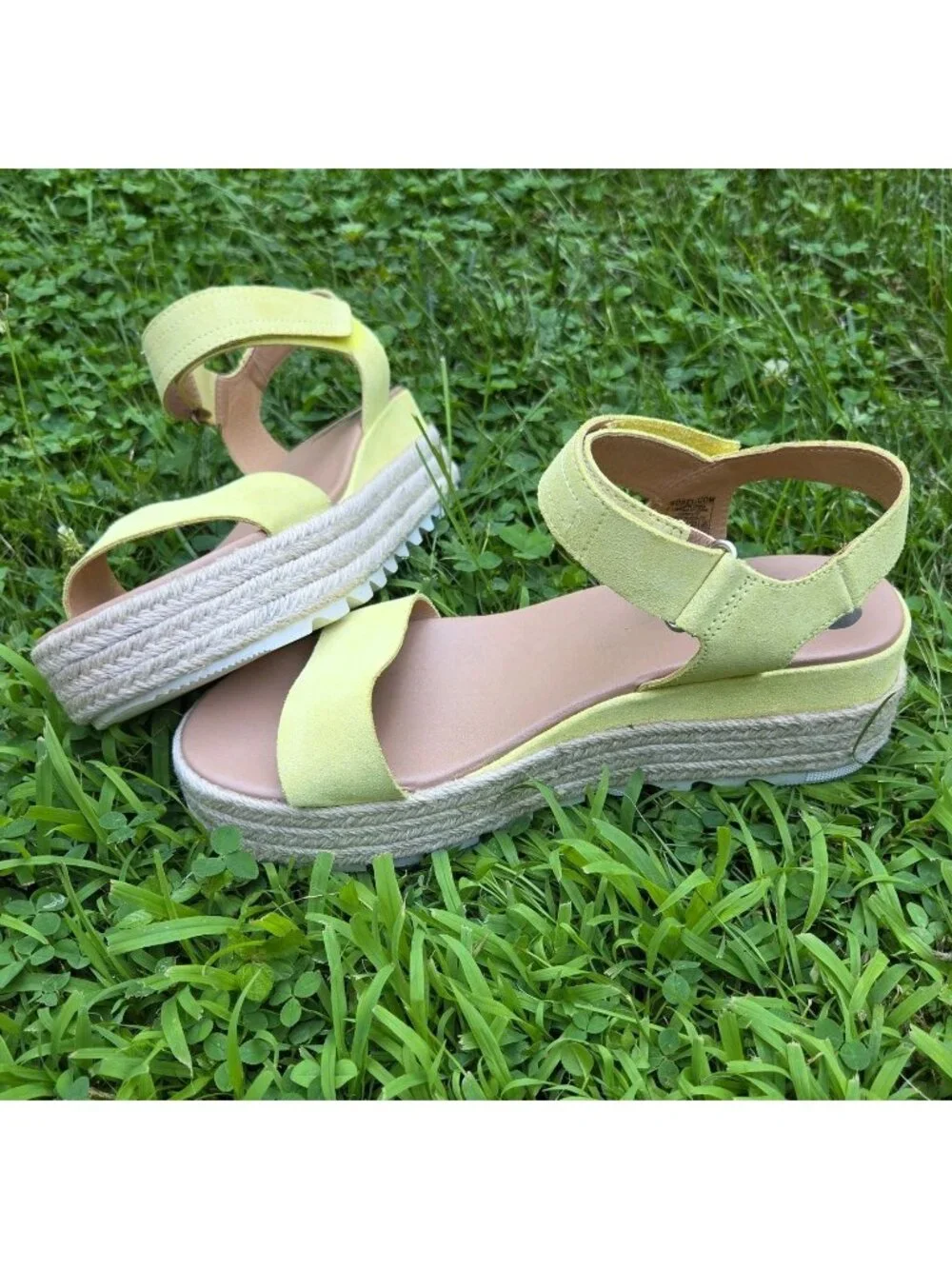 SOREL Cameron Multi Strap Platform Wedge Sandal Sunnyside Yellow Suede Wmn's 8.5